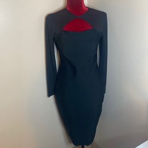 ASOS DESIGN long sheer sleeve cut out midi dress in black